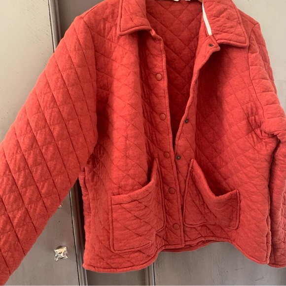🥀Orvis Burnt Orange Quilted Chore Jacket Snap Button Up Barn Coat XL - Picture 2 of 7